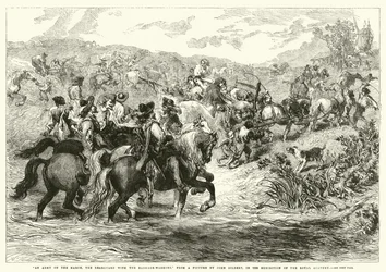 An Army on the March, the Rearguard with the Baggage-Waggons, in the Exhibition of the Royal Academy