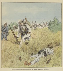 Relief Detachment Discovering Remains of French Soldiers