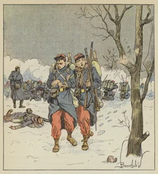 Quartermaster Delorme, Wounded, Withdraws Under Fire