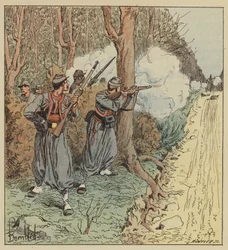The Pontifical Zouaves Retreat through the Forest of Orleans, Holding Back the Bavarians