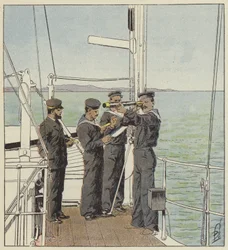 Japanese Lookouts Watching the Fleet from Port-Arthur