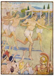In the earliest times a simple foot-race was the only event