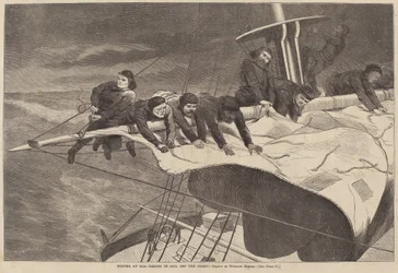 Winter at Sea - Taking in Sail Off the Coast