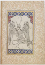 An Angel, Flying, with Cup and Wine Flask