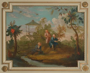 Overdoor Piece with Three Figures by a Ditch