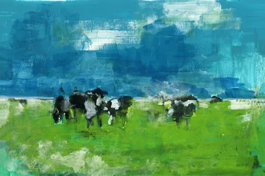 Abstract Cows in Pasture