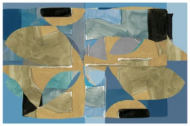 Blue Tan Abstract Collage