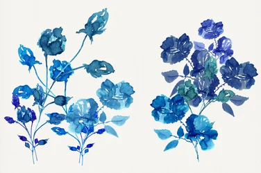 Watercolor Blue Blossoms