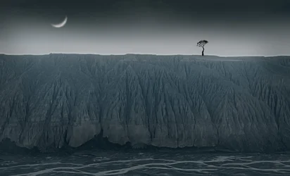 Solitary Tree Crescent Moon