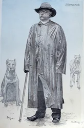 Chancellor Bismarck and His Dogs, Cover Illustration from La Revue Illustree Engraved by Florian