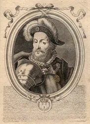 Portrait of Francois I (1494 - 1547), King of France - Francis I, King of France - Engraving from 