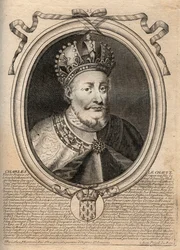 Portrait of Charles II the Bald (823 - 877), King of France - Charles II (823-77) the Bald - engraving from 