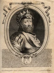 Portrait of Childeric I, king of the Salians Francs (436-481) - CHILDERIC I King of Salian Franks - engraving from 