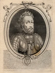 Portrait of Henry II (1519 - 1559) King of France - Engraving from 