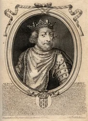 Portrait of Pepin III (Pepin the Short) (714-768) King of France - Pepin III (714-68) King of the Franks - Engraving from 