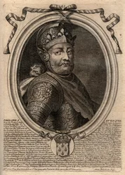 Portrait of Philip II dit Philippe Auguste (1165-1223) - Philip Augustus II (1165-1223) King of France - engraving from 