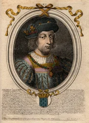 Portrait of Philip V the Long (1294-1322), King of France - engraving from 