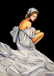 Pensive Woman In White
