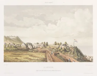 View of Fort Oranje and The Crater on Sint Eustatius (Views from the Dutch West Indies)