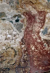 Fresco in Byzantine church of Agios Georgios, Vathi, Crete, Greece
