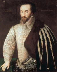 Portrait of Sir Walter Raleigh (1554 - 1618). Painting attributed to Federico Zuccaro (or Zuccari) (1549 - 1609). 1588. London, National Portrait Gallery.