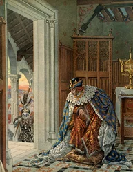 The King of France Louis XI says the Prudent is afraid of death coming in armor on the doorstep