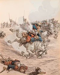Charge of the battleships at the Battle of Reichshoffen (or Fröschwiller Woerth) in 1870