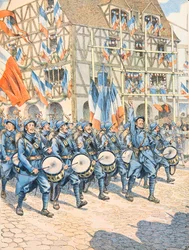 French Military Victorious in a Village in Alsace During the First World War