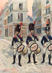 Jacques Marie Gaston Onfroy de Bréville, known as JOB (1858-1931) - Outfit of French troops throughout the ages: Drummers of the National Guard of Paris (1814-1815), Private Collection