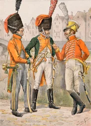 Outfit of the French troops at all times: Trumpets of the 14th, 23rd, 24th regiments of hunters on horseback before 1812