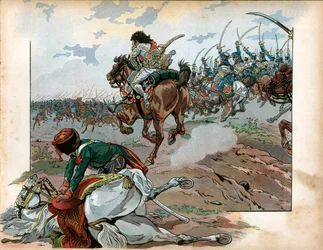 Joachim Murat (1767-1815) charged with his men at the Battle of Heilsberg on June 10