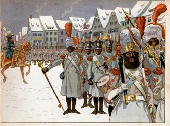 Joachim Murat rescued the command of the army after the Emperor left Russia (Engraving)