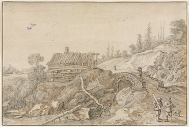 Hilly Landscape with Hut Beside a Stream, 1627